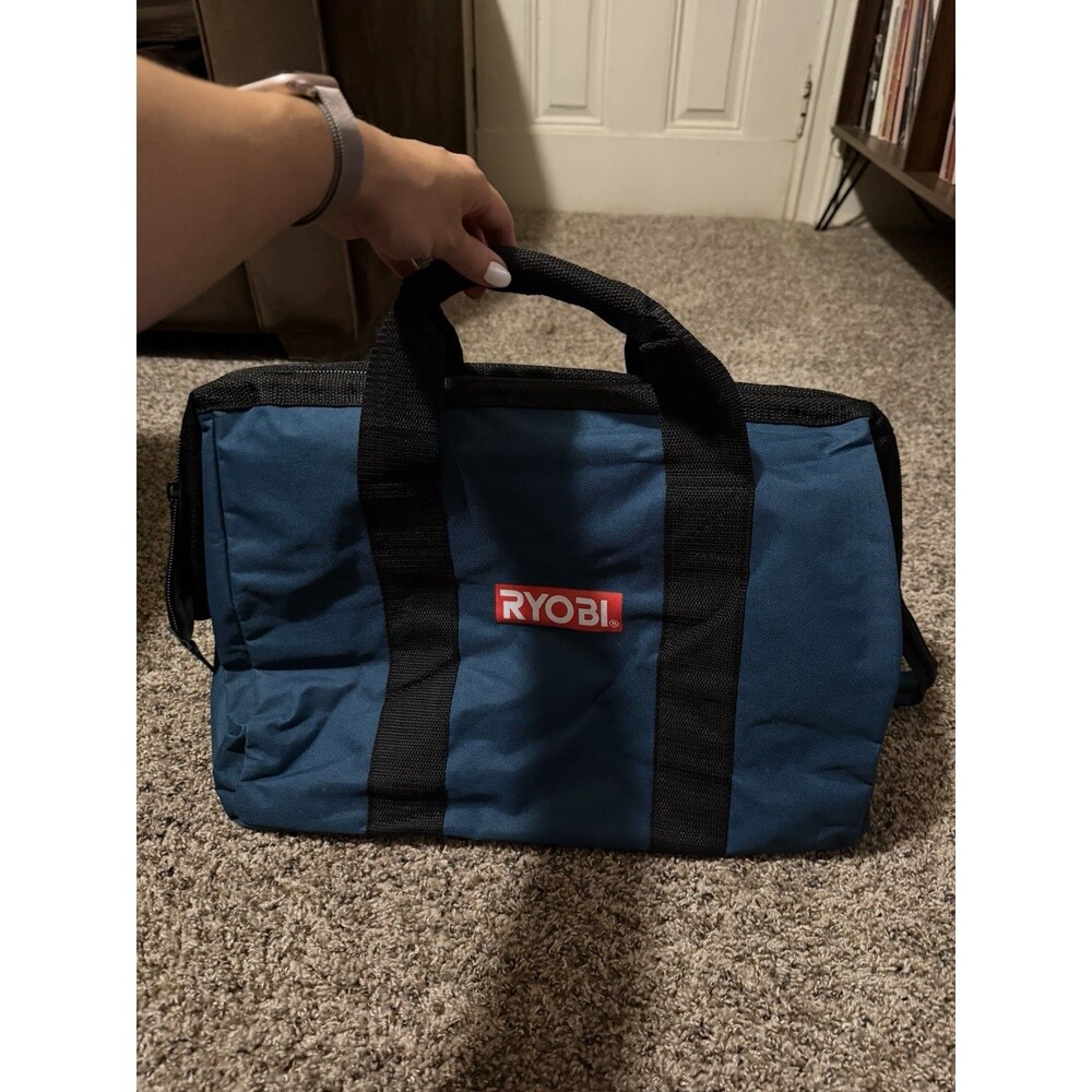 Ryobi Blue Black Zippered Tool Storage Bag Carry Case Utility Tote Organizer